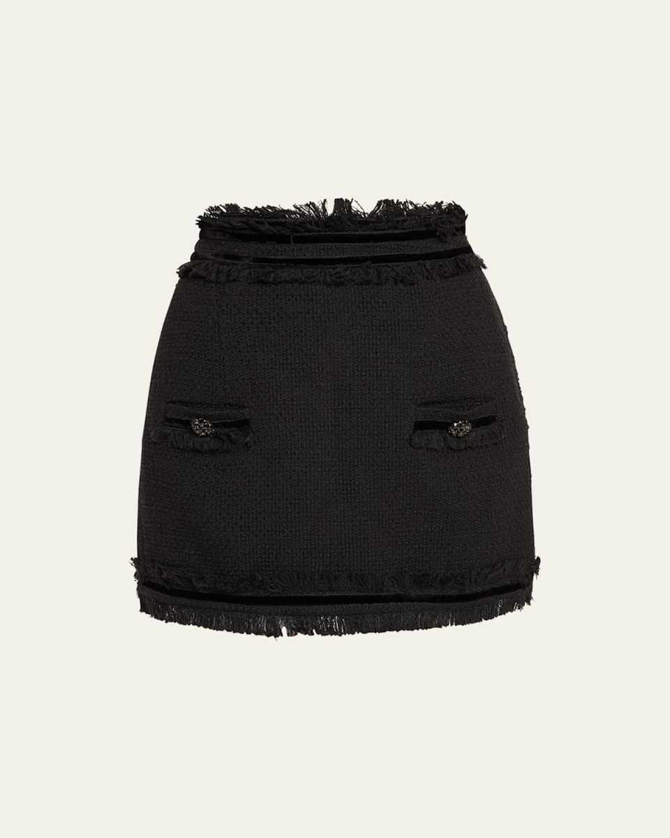 Christie Fringe Tweed Mini Skirt