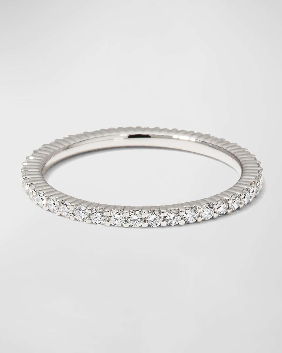 Platinum Round GH/SI Diamond Eternity Ring, Size 6.5, 0.47-0.58tcw