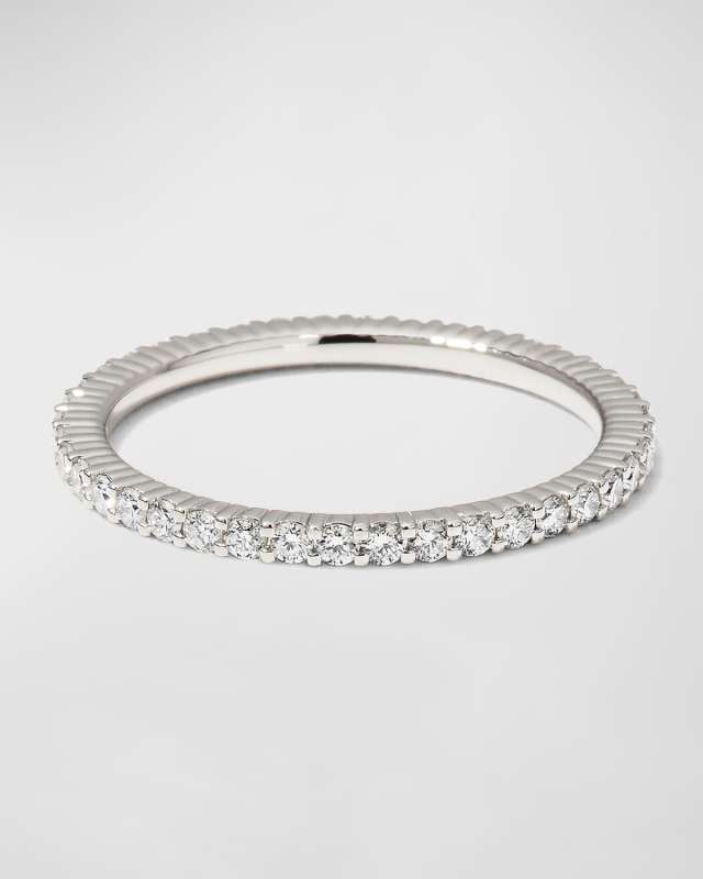 Platinum Round GH/SI Diamond Eternity Ring, Size 6.5, 0.47-0.58tcw