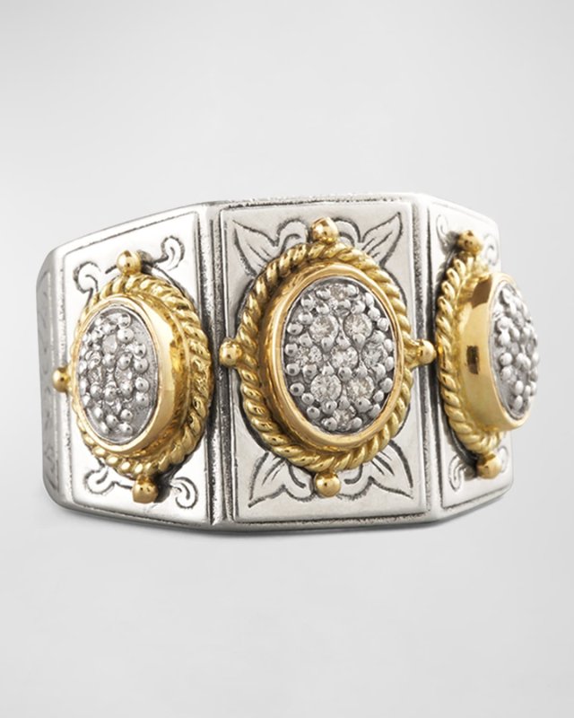 Three-Stone Pave Ring