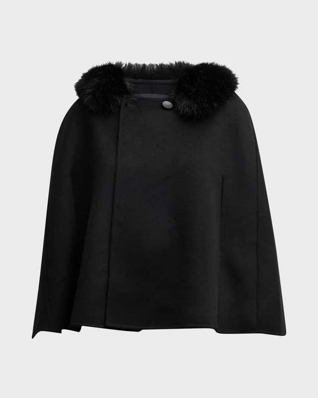 Faux Fur Collared Cape