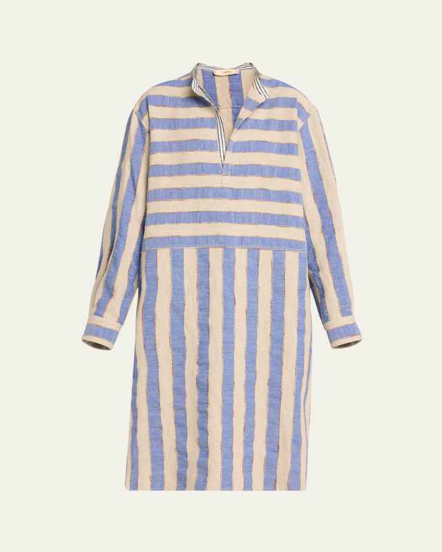 Striped Linen Caftan Coverup