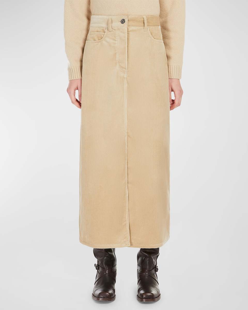 Ghiotto Straight Cotton Corduroy Midi Skirt