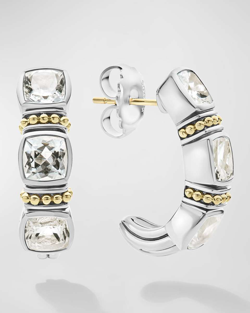 Rittenhouse White Topaz Hoop Earrings in Sterling Silver and 18K Gold
