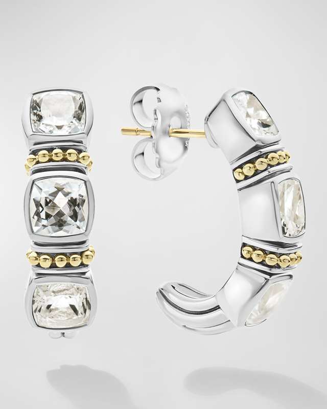 Rittenhouse White Topaz Hoop Earrings in Sterling Silver and 18K Gold