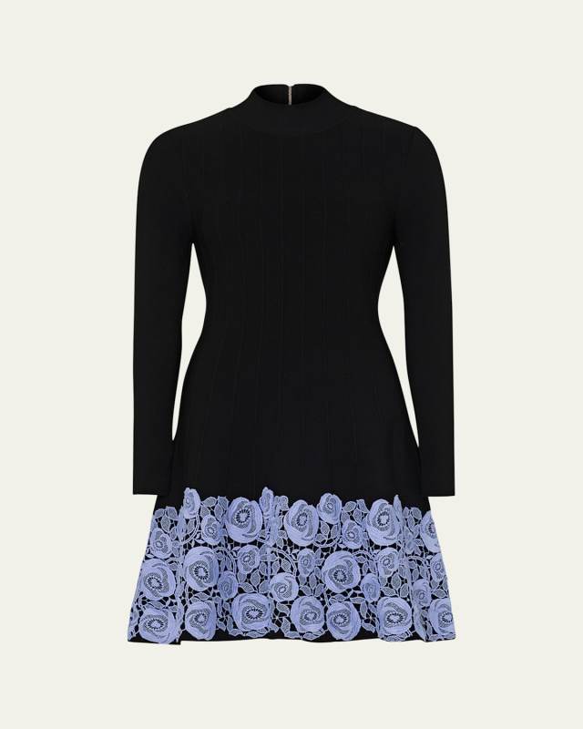 Khai Ribbed Lace-Trim Mini Dress