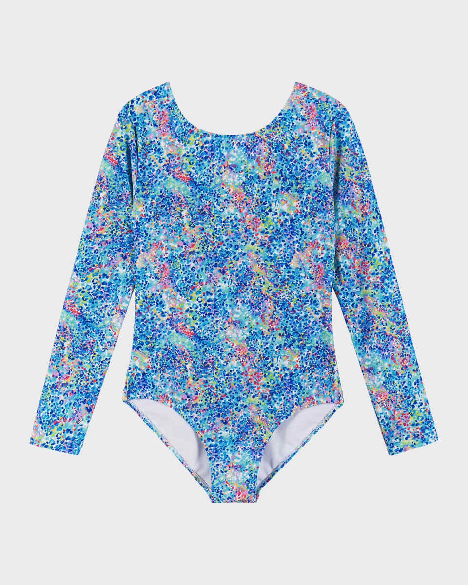 Girl's One-Piece Swimsuit W/ Open Back Detail, Size 7-16