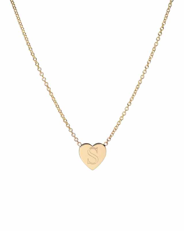 14k Gold Initial Heart Necklace