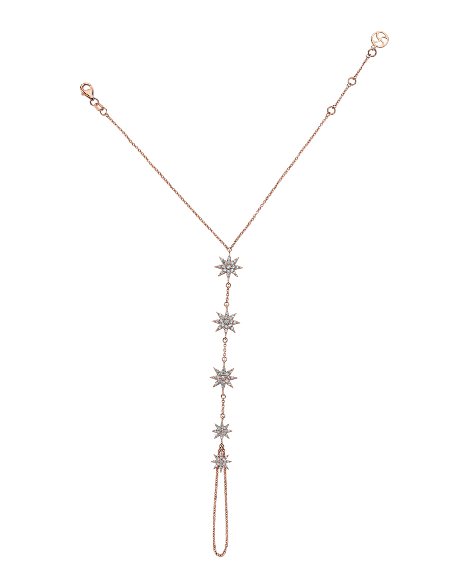 Venus Star 14k Diamond and Chain Hand Bracelet