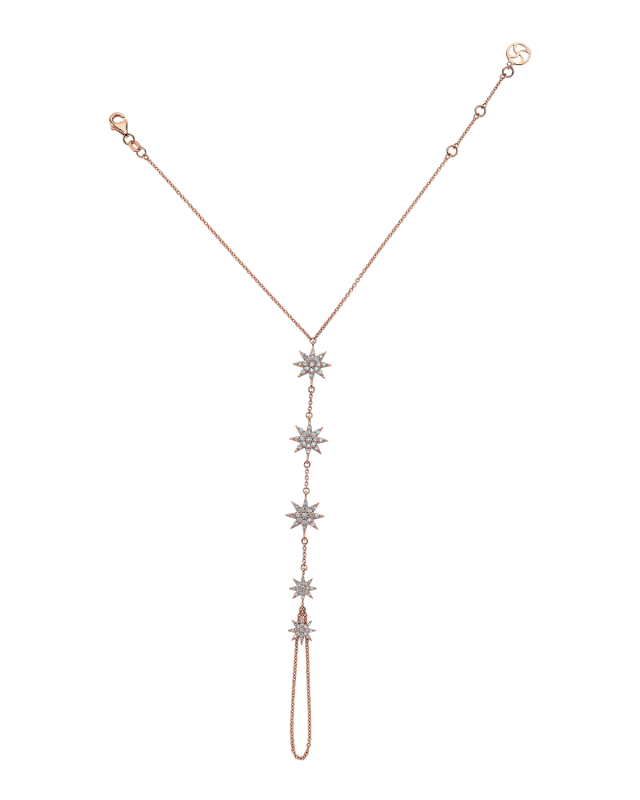 Venus Star 14k Diamond and Chain Hand Bracelet