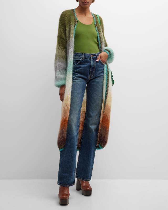 Open-Front Ombre Knit Cardigan