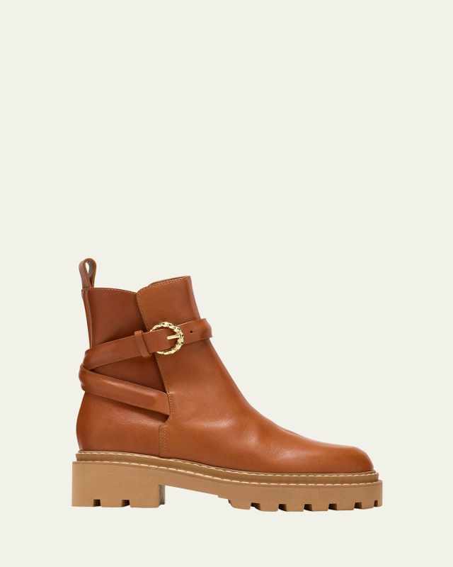 Lennon Leather Buckle Lug-Sole Boots