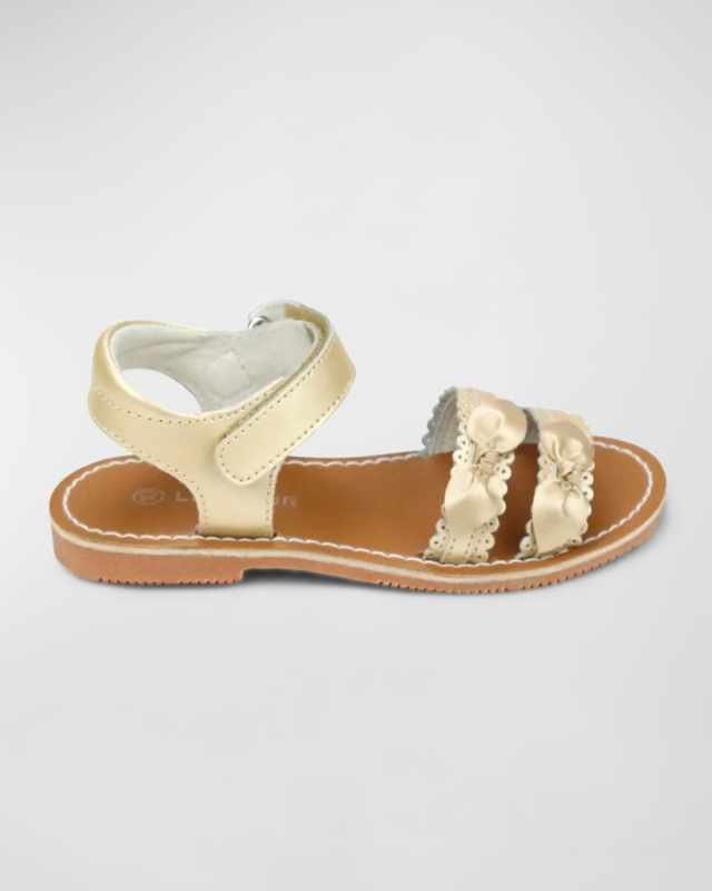 Girl's Josie Scalloped Bow Leather Sandals, Baby/Toddlers/Kids
