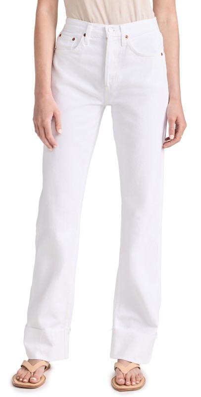 RE/DONE High Rise Loose Long Jeans White