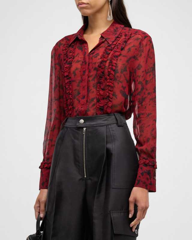 Sheer Ruffled Georgette Shirt