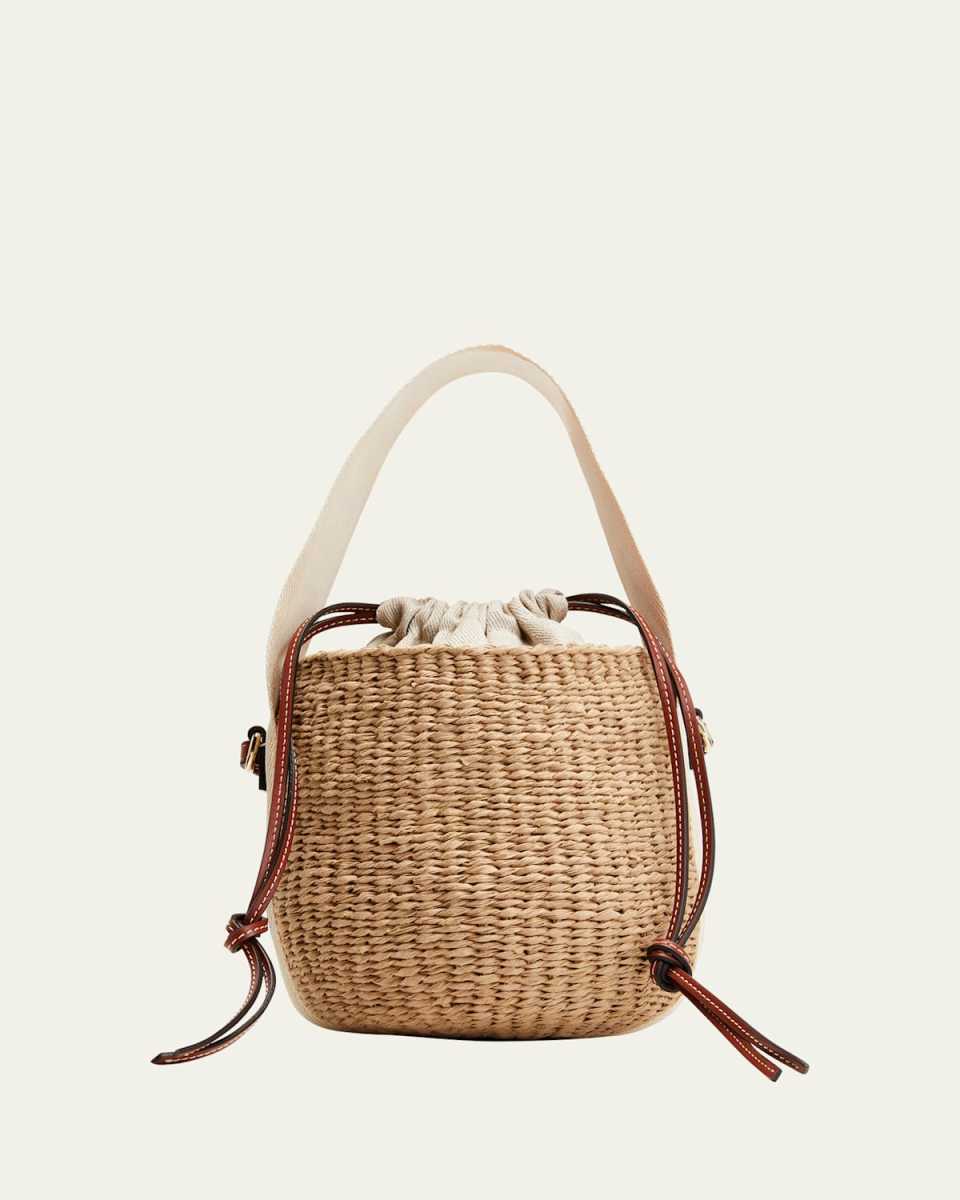 Woody Small Mifuko Basket Bag in Fair Trade Paper Embellished with Linen