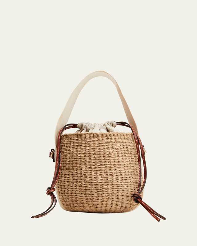 Woody Small Mifuko Basket Bag in Fair Trade Paper Embellished with Linen
