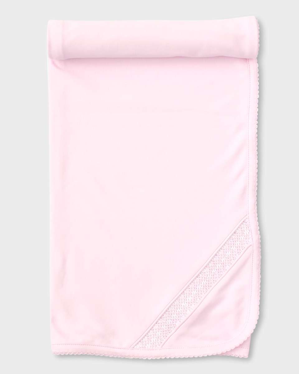 Girl's Hand-Smocked Pima Cotton Baby Blanket