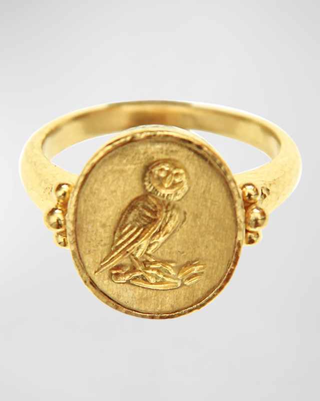19K Yellow Gold Owl Statement Ring