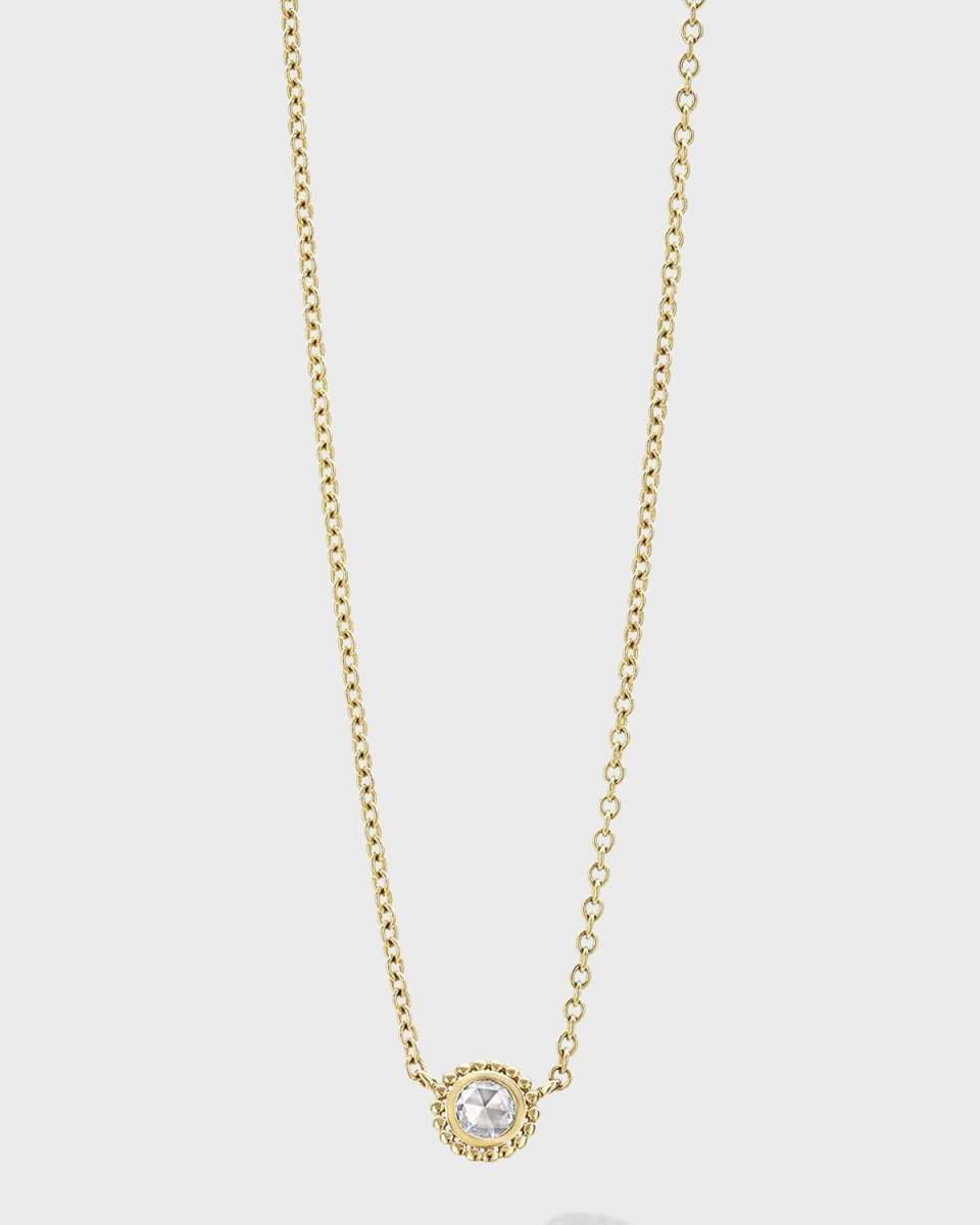 18k Covet Diamond 4mm Rose-Cut Pendant Necklace, 16-18"L