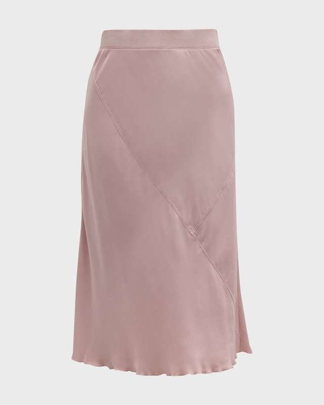 Bias-Cut Midi Silk Skirt