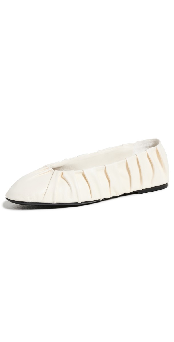 CO Ruched Ballet Flats Ivory