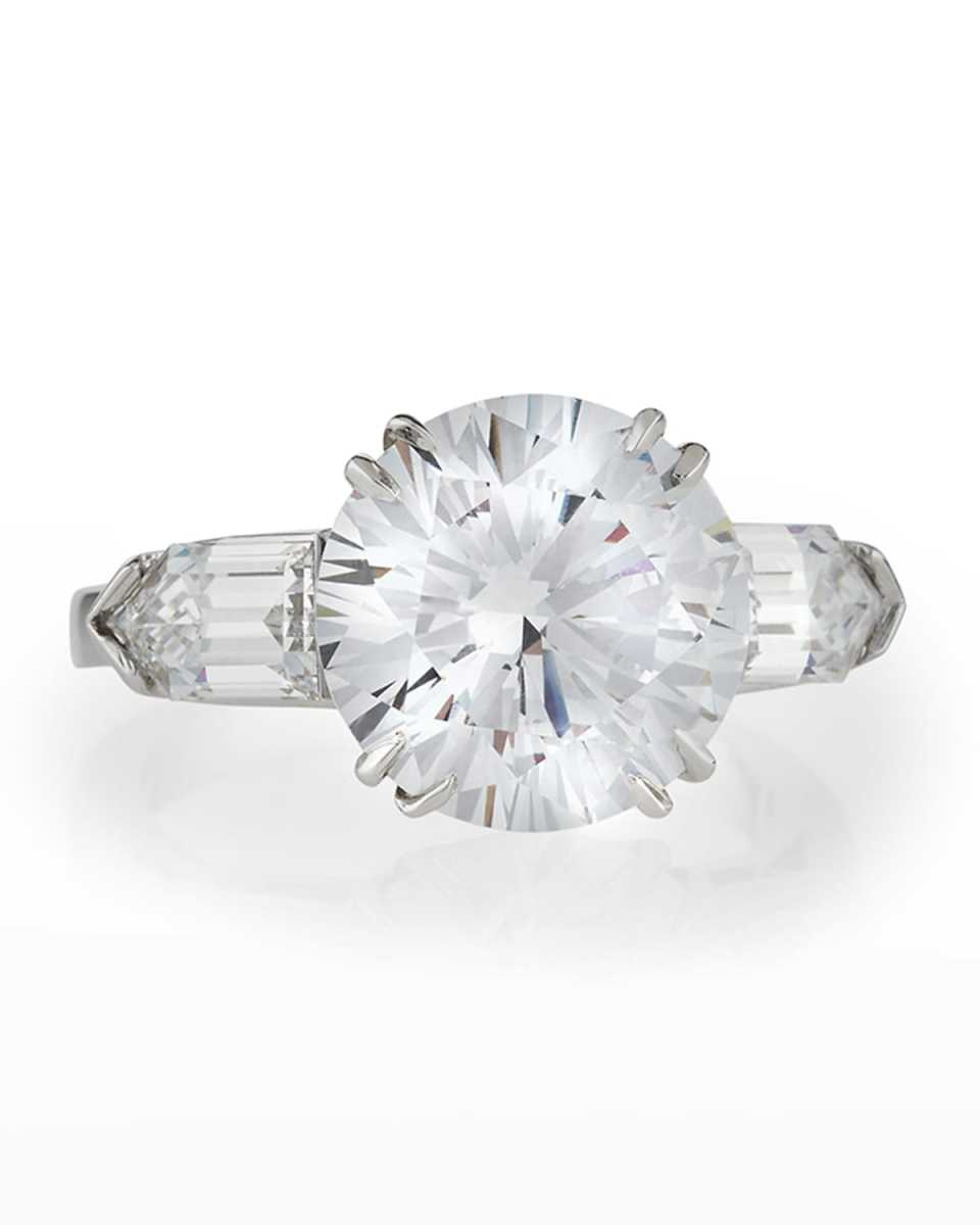 Solitaire Cubic Zirconia Ring with Bullets, 6 TCW