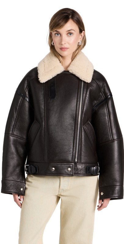 Acne Studios Shearling Jacket Dark Brown/Beige