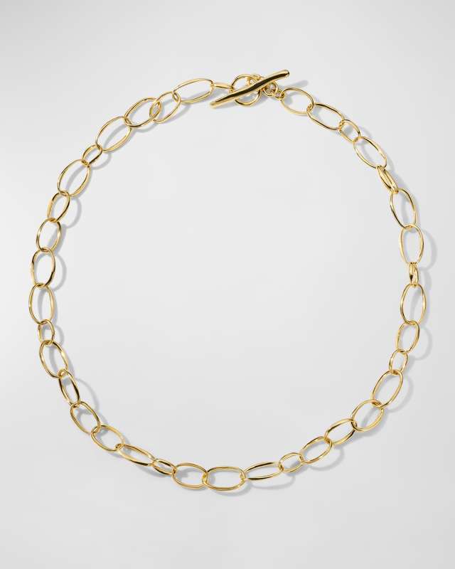 18K Classico Scultura Fine Link Necklace, 18"L