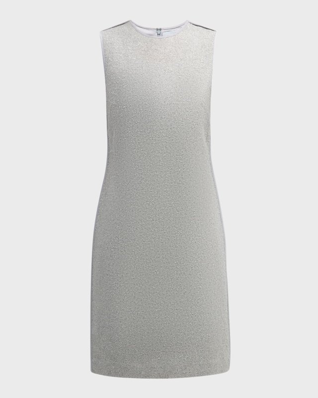 Sleeveless Italian Lightweight Metallic Tweed Mini Dress