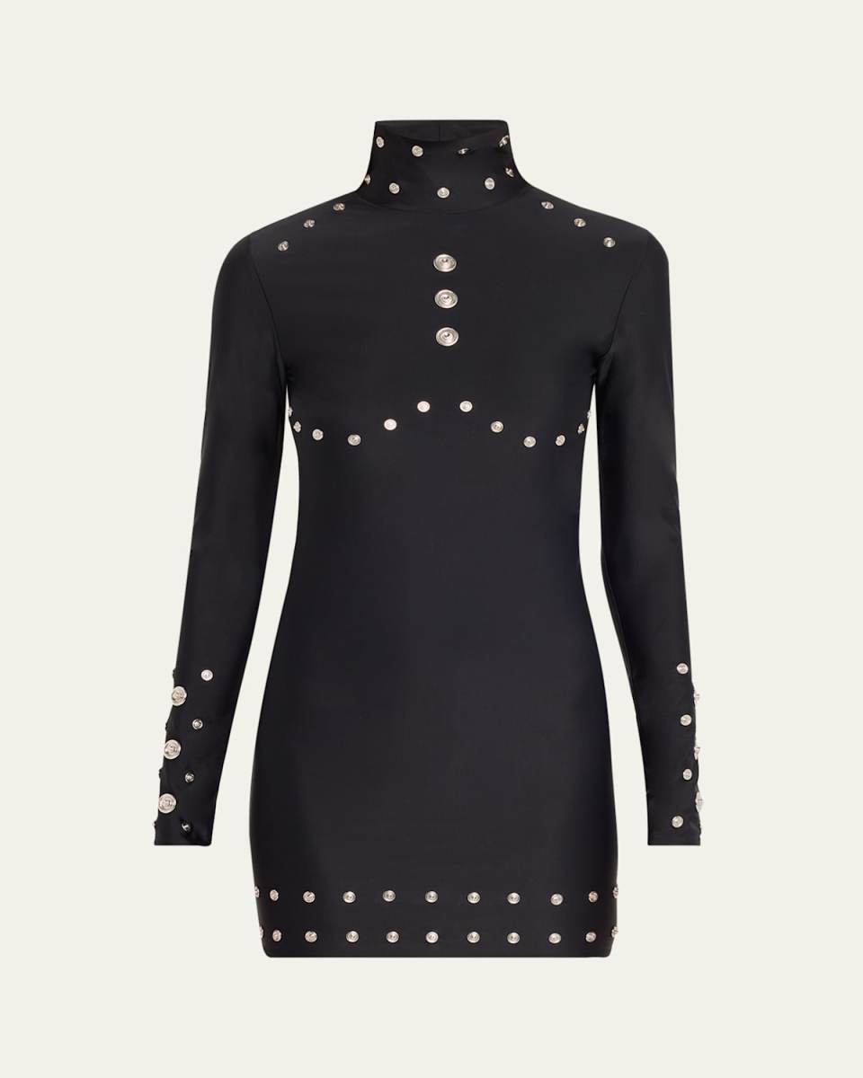 Snaps Turtleneck Body-Con Mini Dress