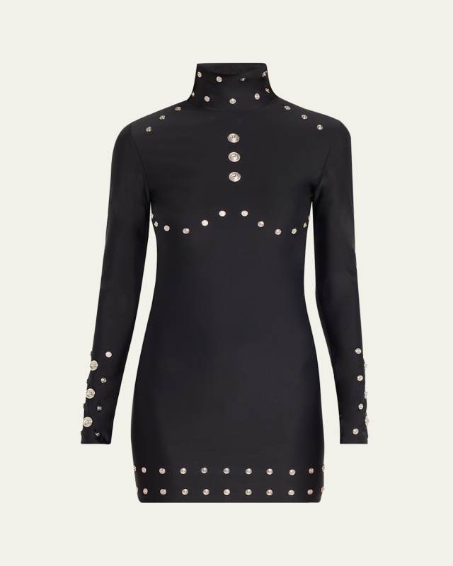 Snaps Turtleneck Body-Con Mini Dress