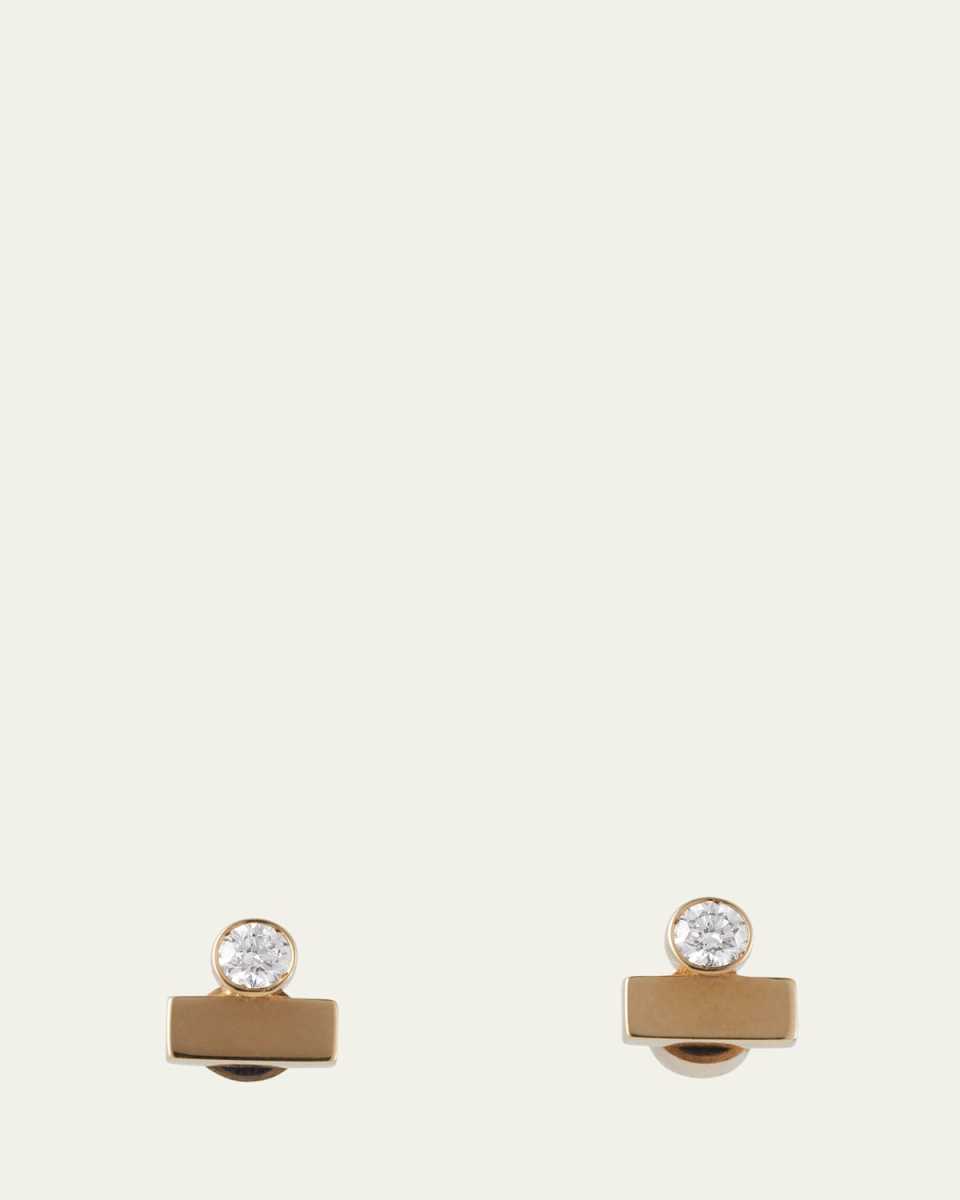 18K Yellow Gold & Diamond Stepping Stone Stud Earrings