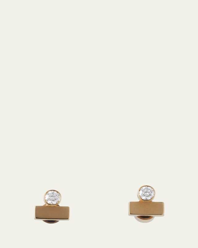18K Yellow Gold & Diamond Stepping Stone Stud Earrings