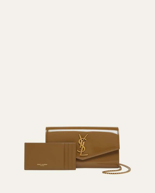 Uptown YSL Wallet on Chain in Brushed Leather