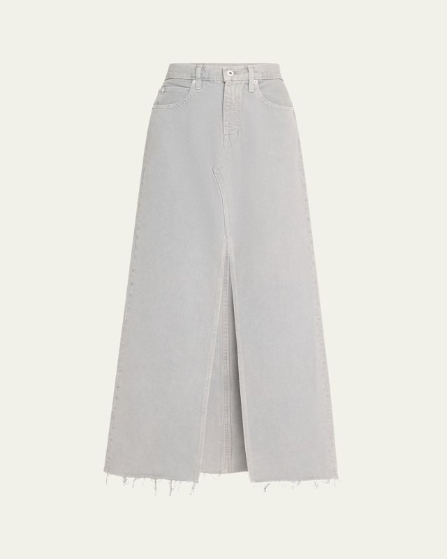Low-Rise Denim Maxi Skirt