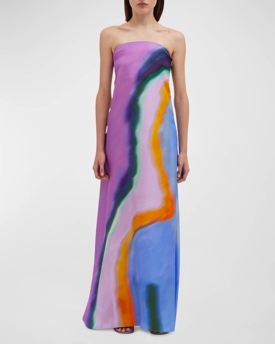 Long Aura Silk Strapless Dress