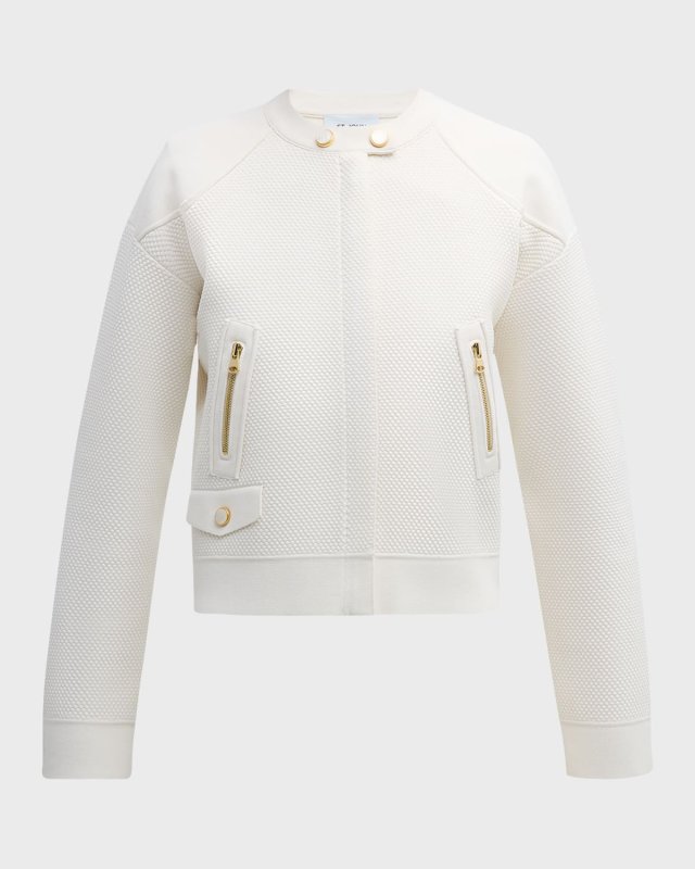 Tonal Double-Face Pebble Texture Knit Zipper Jacket