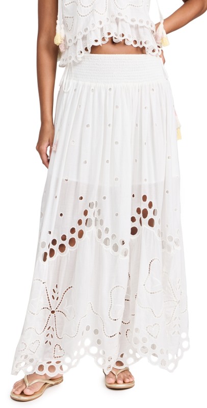 LoveShackFancy Cassaro Skirt Soft White