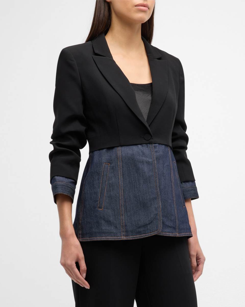 Dionne Mixed Media 3/4-Sleeve Blazer