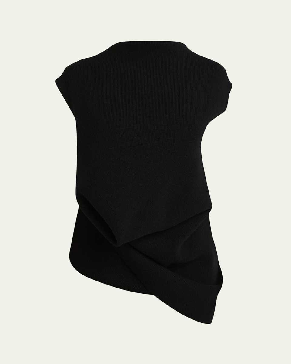 Babel Wool and Cashmere Draped Cap-Sleeve Top