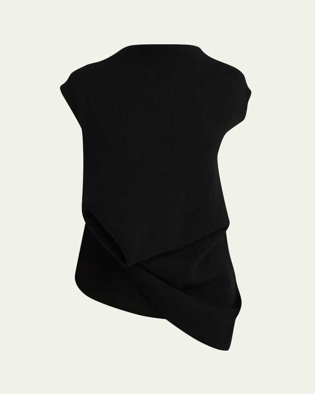 Babel Wool and Cashmere Draped Cap-Sleeve Top