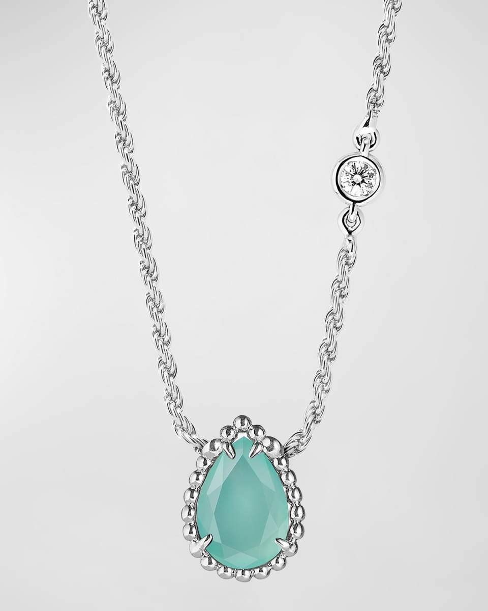 Serpent Boheme 18K White Gold Small Aquaprase Pendant Necklace