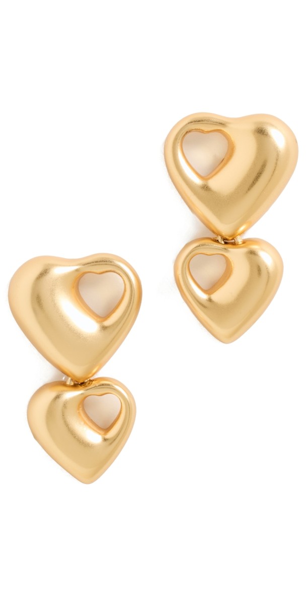 Madewell Cutout Heart Statement Puffy Earrings Vintage Gold
