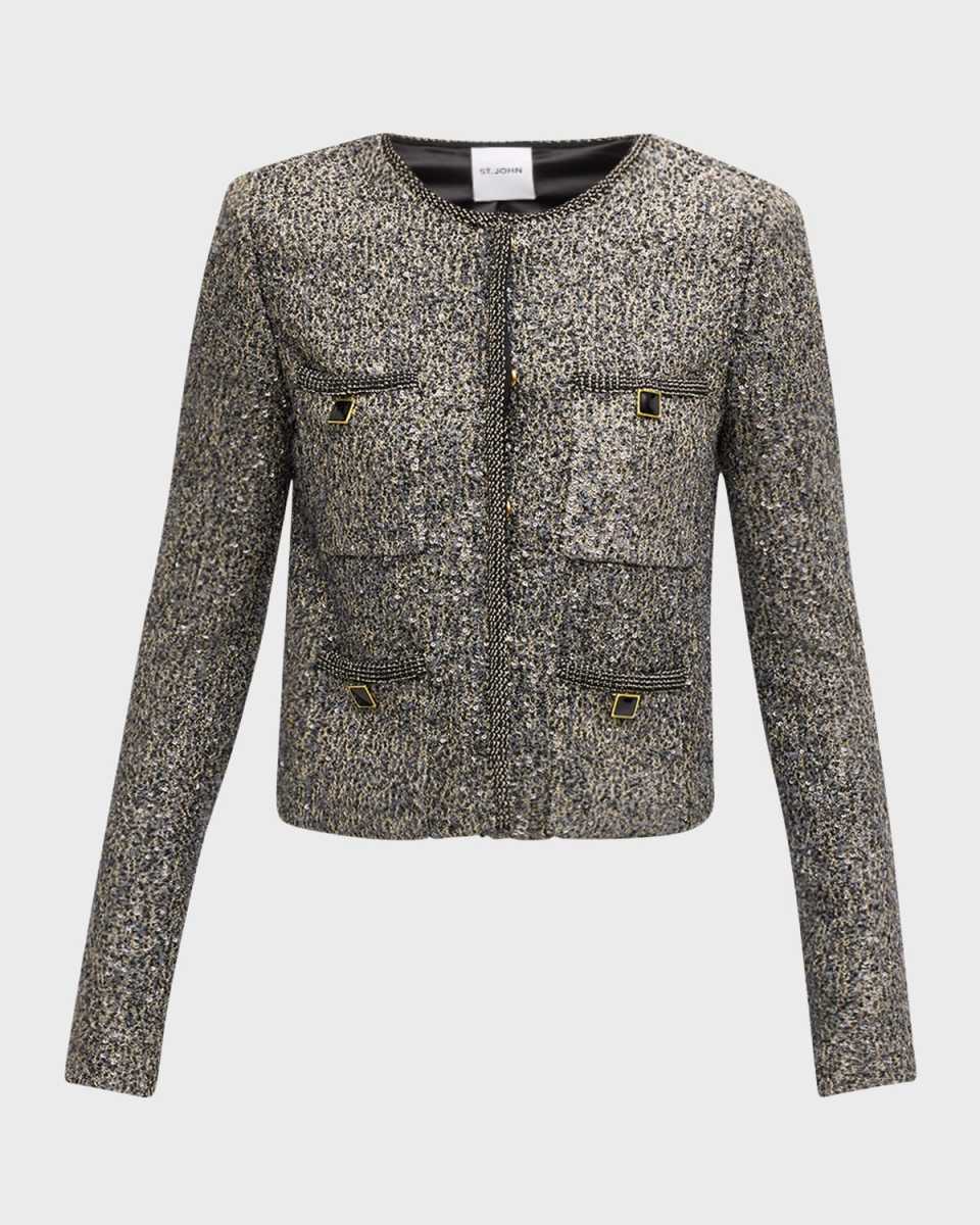Sequined Metallic Knit Jacket