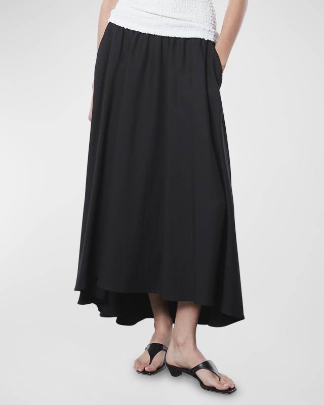 Twill Circle Midi Skirt