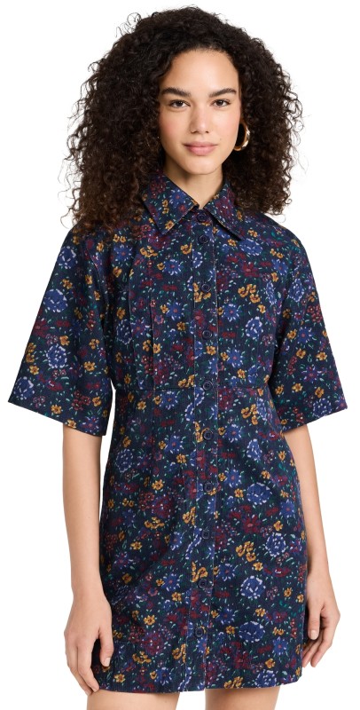 Sea Constance Corduroy Print Button Down Dress Multi