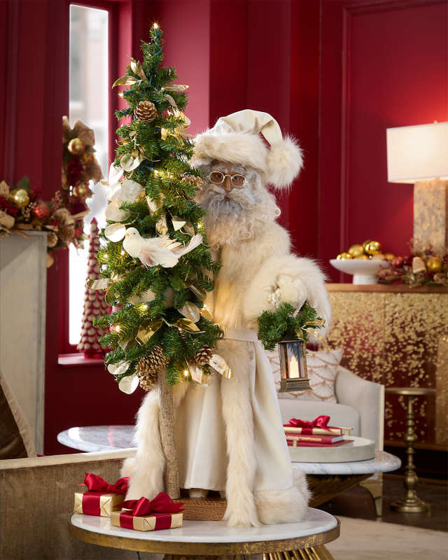 Golden Noel Black Santa, 29"