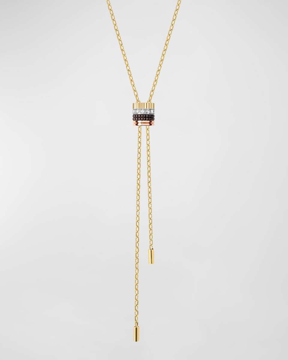 Quatre 18K Yellow Gold Ceramic and Diamond Small Tie Necklace