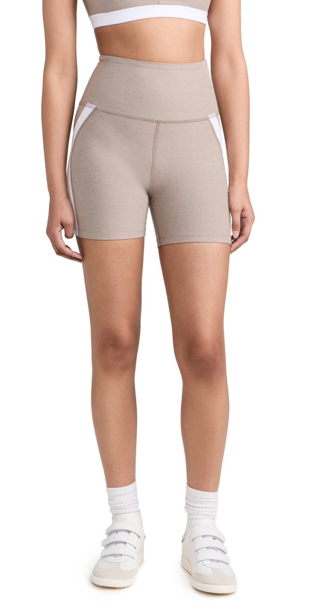 Beyond Yoga Spacedye Top Line Biker Shorts Birch/Cloud White